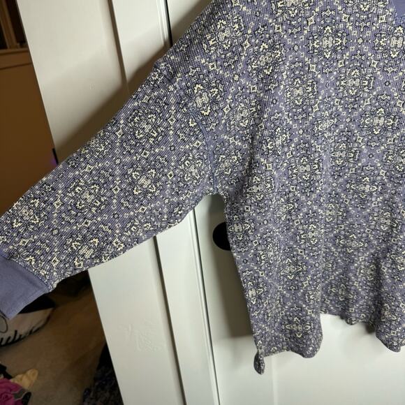 Intimately Free People Early Night Purple Print Thermal Waffle Knit Pullover XS - Picture 4 of 6